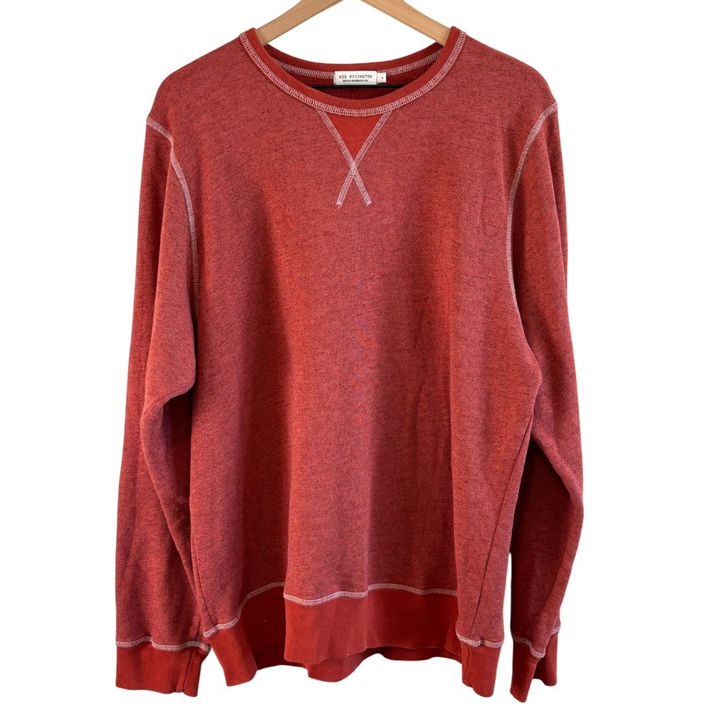 Ace Rivington Sweatshirt Red Mens Large Contrast Stitch Crewneck Made in USA